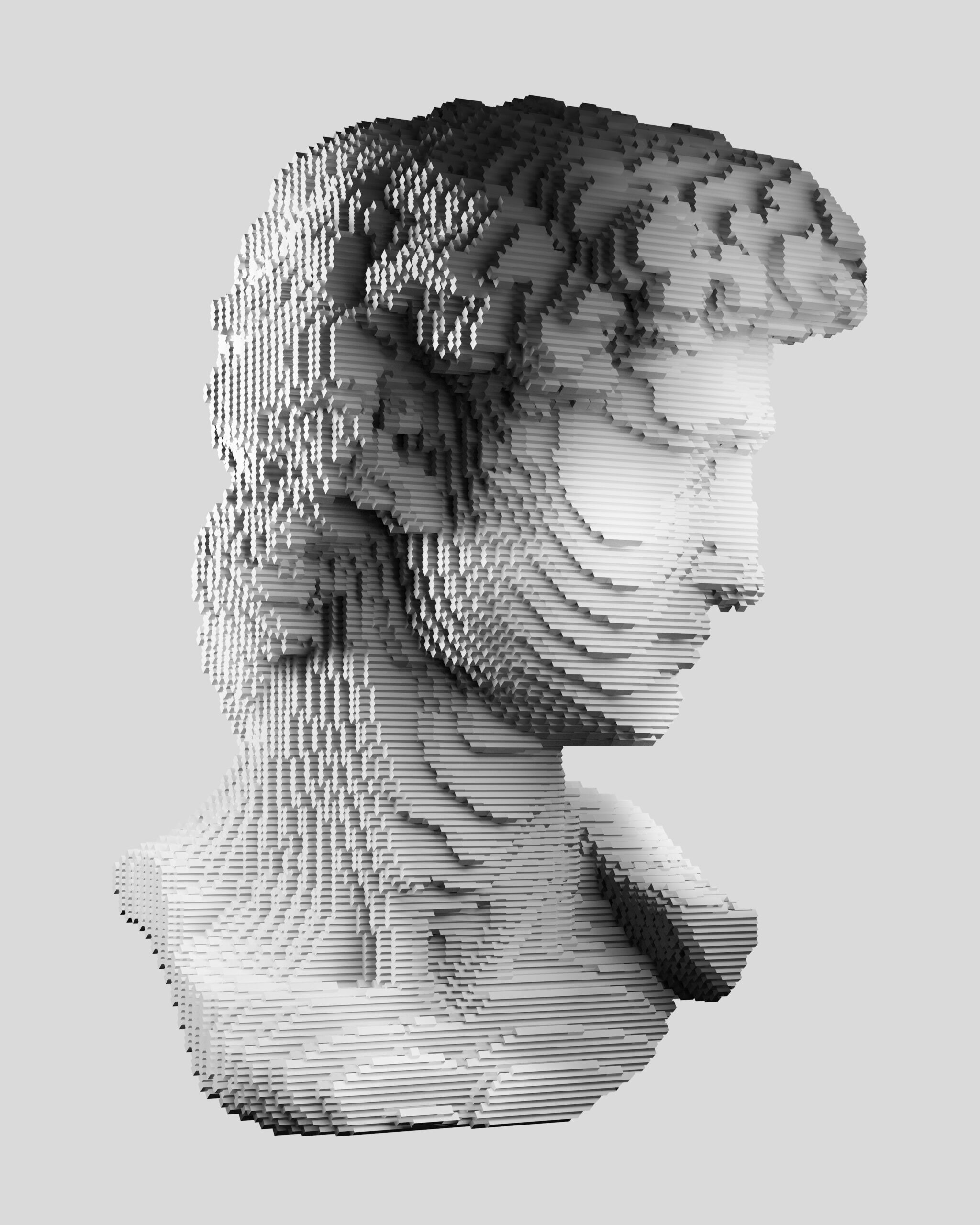 Une photo en noir et blanc d’une tête de femme